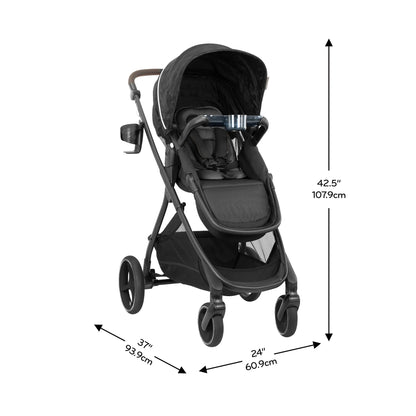 Shyft Intuiti+ Travel System Featuring Revolve180 Litemax NXT Preemie and Infant Car Seat with Sensorysoothe (Dubhan Black)