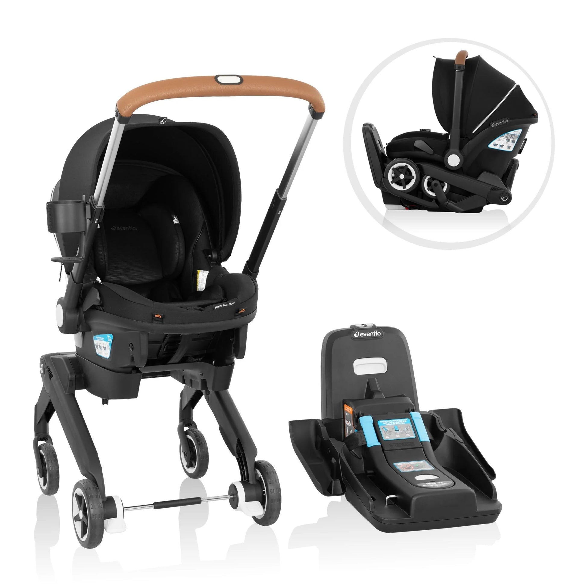 Shyft Dualride Preemie and Infant Car Seat Stroller Combo 3-30Lbs with Carryall Storage (Durham Green)