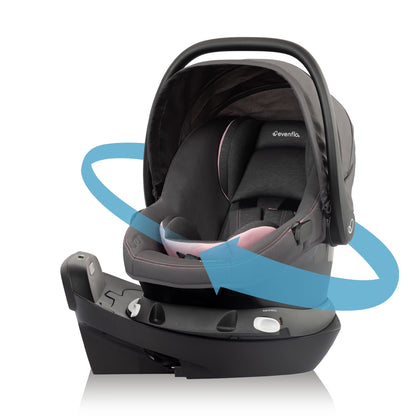 Revolve180 Litemax NXT Rotating Rear-Facing Lightweight Preemie and Infant Car Seat 3-30Lbs. Easy Install with Base (Cinder Gray)