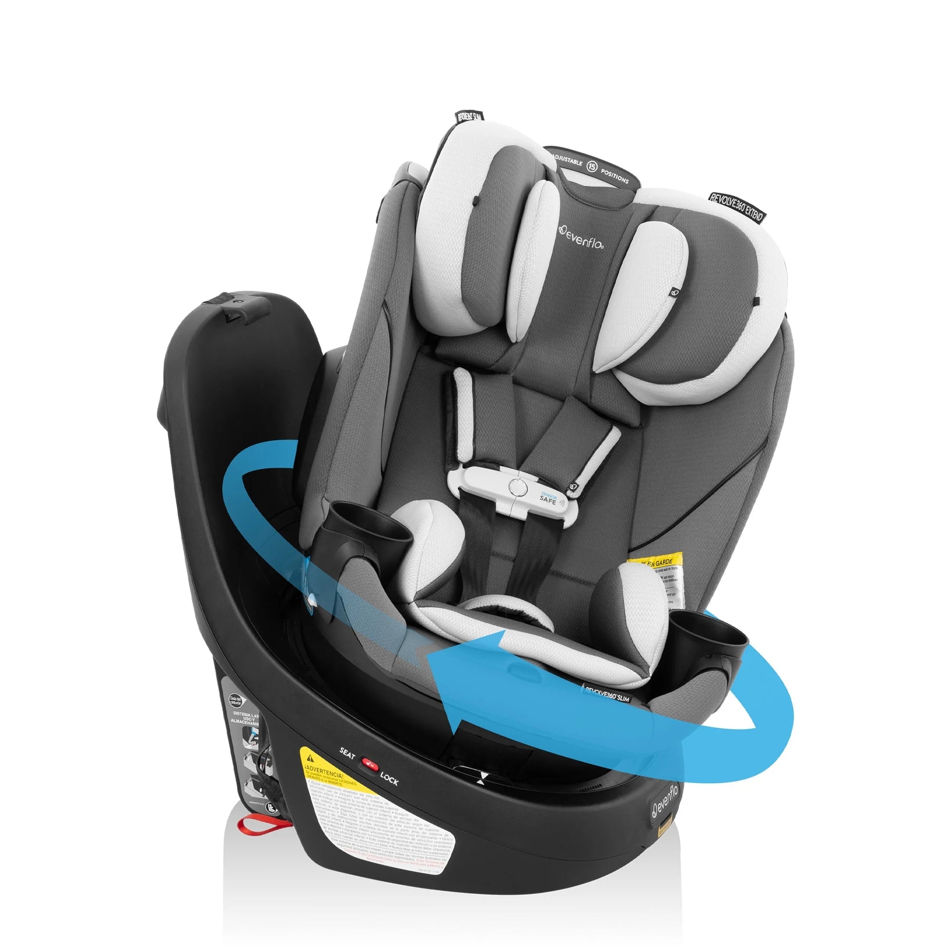 Gold Revolve360 Slim 2-In-1 Rotational Car Seat with Sensorsafe, Flint Gray