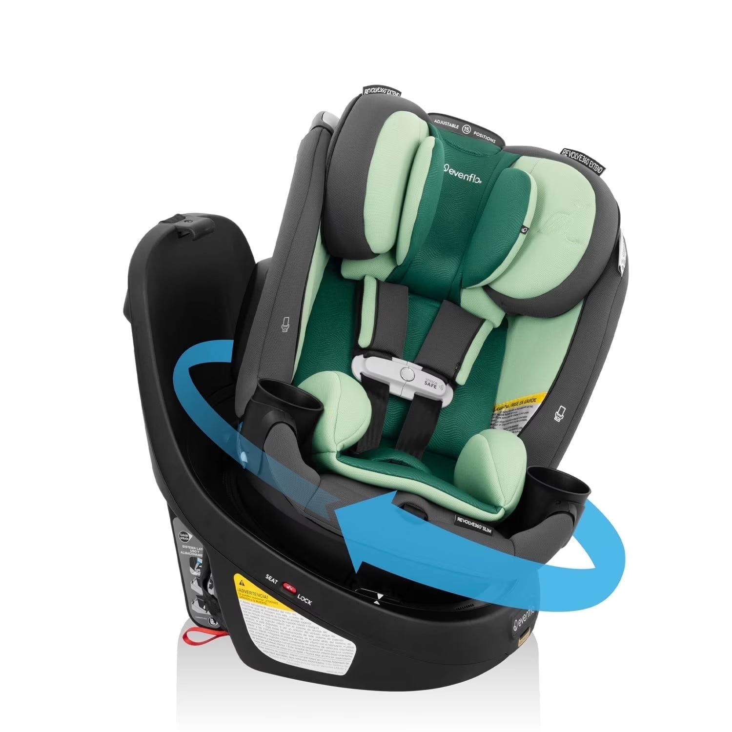 REO by Revolve360 Rotating 2-In-1 Convertible Car Seat, 360 Degrees, Infant to Toddler, Forward and Rear Facing, Compact Design, One-Time Install (Holden)