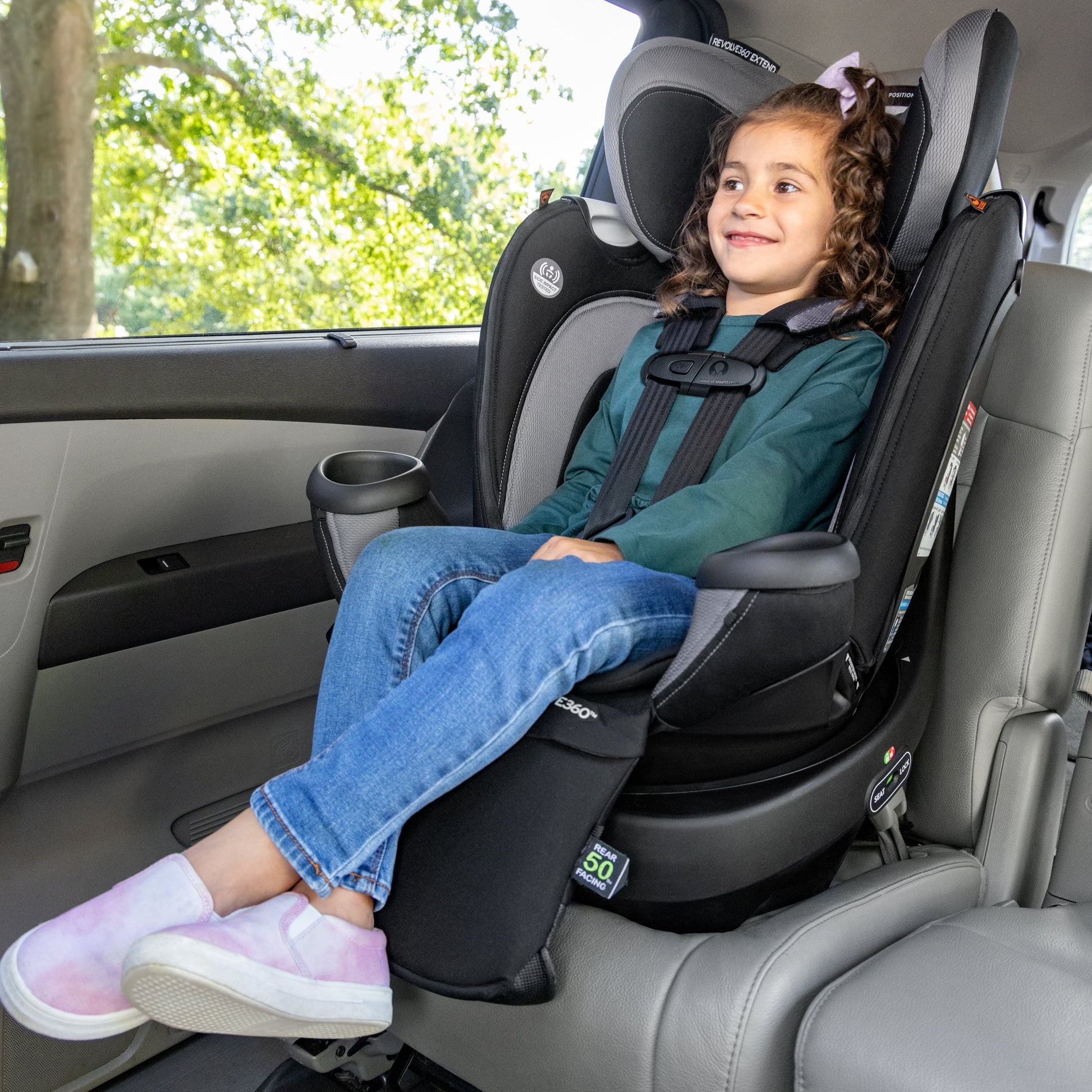 Revolve360 Extend All-In-One Rotational Car Seat with Quick Clean Cover (Revere Gray)