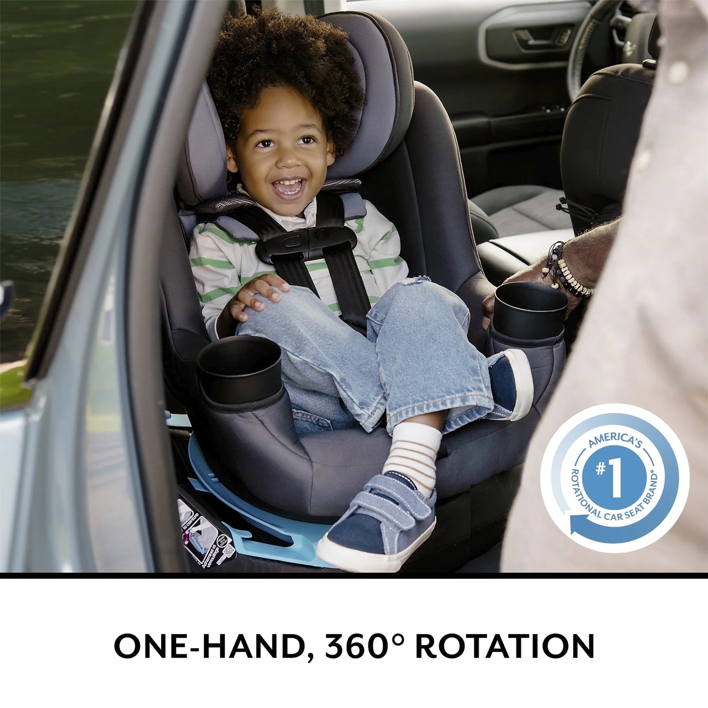 REO by Revolve360 Rotating 2-In-1 Convertible Car Seat, 360 Degrees, Infant to Toddler, Forward and Rear Facing, Compact Design, One-Time Install (Holden)