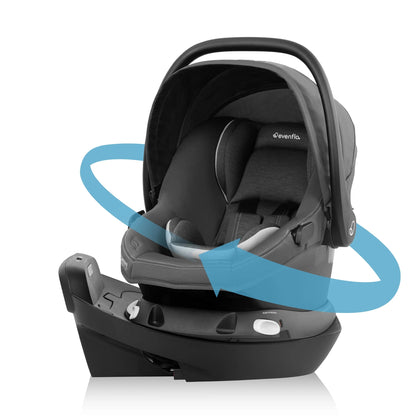 Revolve180 Litemax NXT Rotating Rear-Facing Lightweight Preemie and Infant Car Seat 3-30Lbs. Easy Install with Base (Cinder Gray)