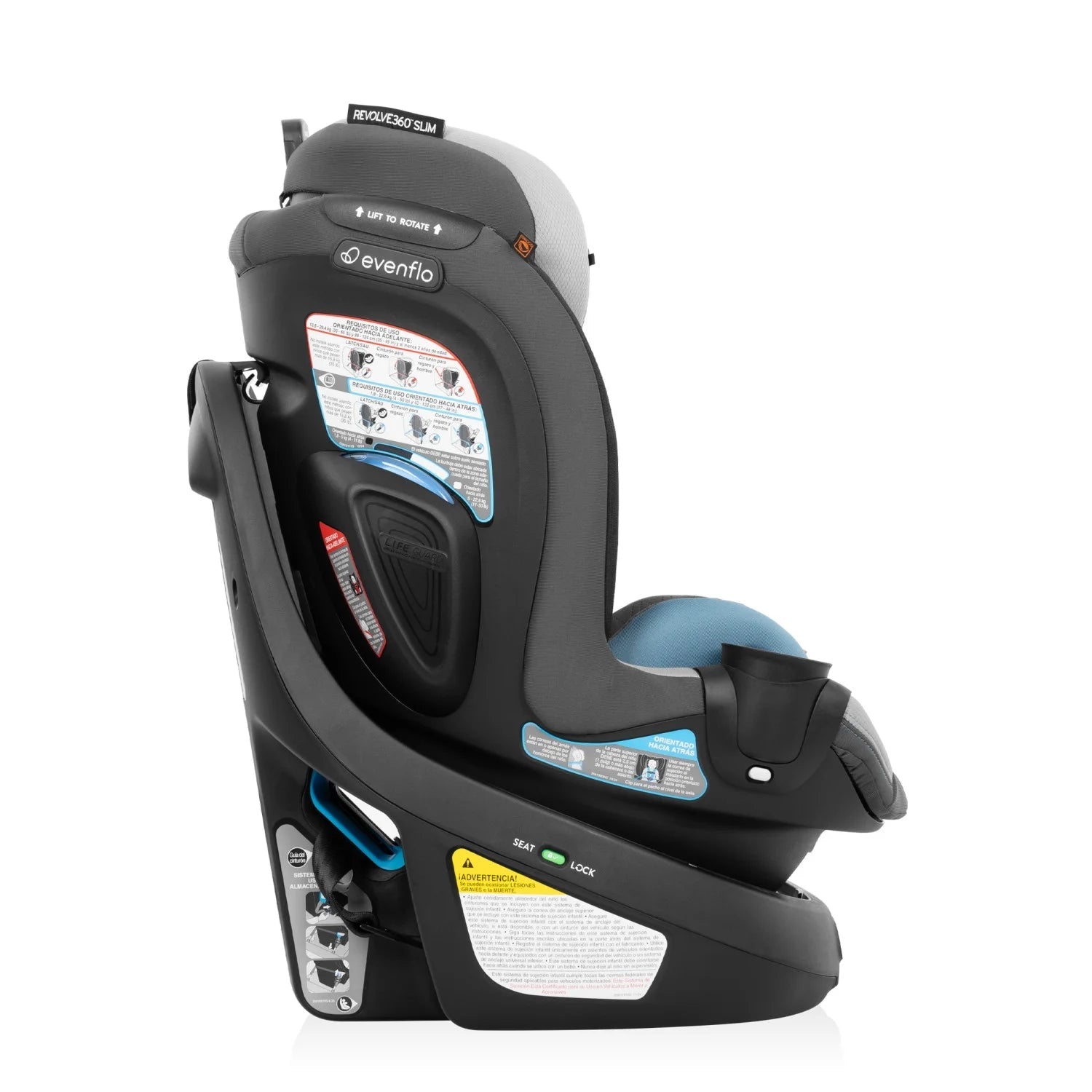 Revolve360 Slim 2-In-1 Rotational Car Seat with Quick Clean Cover (Stow Blue)