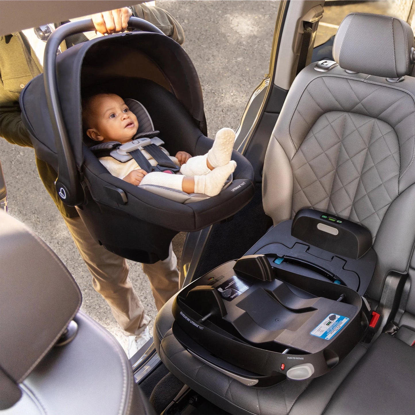 Revolve180 Litemax NXT Rotating Rear-Facing Lightweight Preemie and Infant Car Seat 3-30Lbs. Easy Install with Base (Cinder Gray)